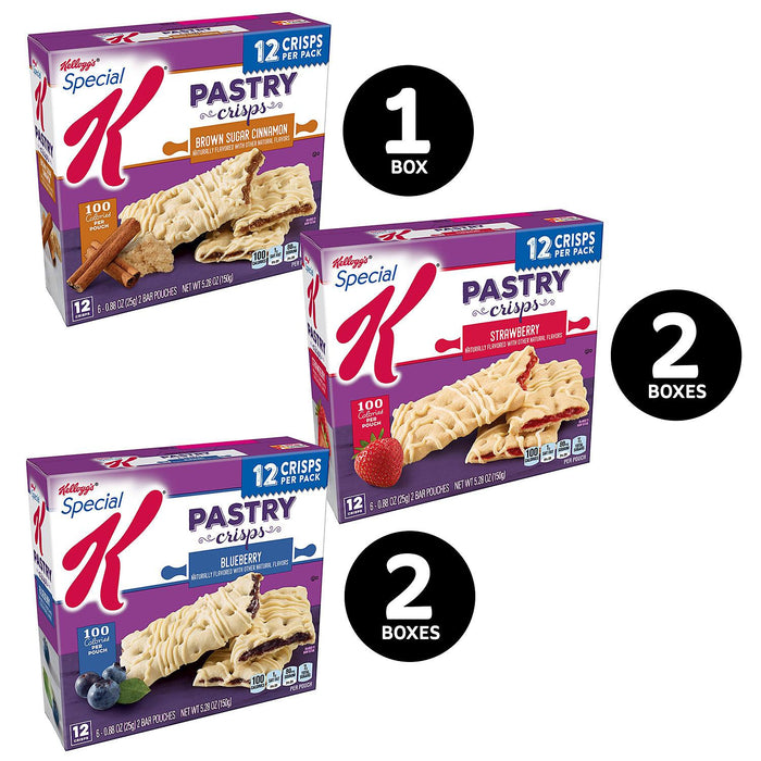 Kellogg's Special K Pastry Crisps Pouches, Variety Pack, 60 ct