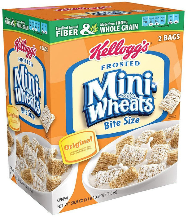 Kellogg's Frosted Mini-Wheats Bite Size Whole Grain Cereal, Value Pack, 2 bags