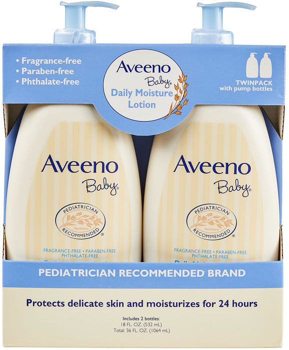 Aveeno Baby Daily Moisture Lotion, 2-Pack, 2 x 18 oz