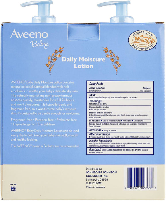 Aveeno Baby Daily Moisture Lotion, 2-Pack, 2 x 18 oz