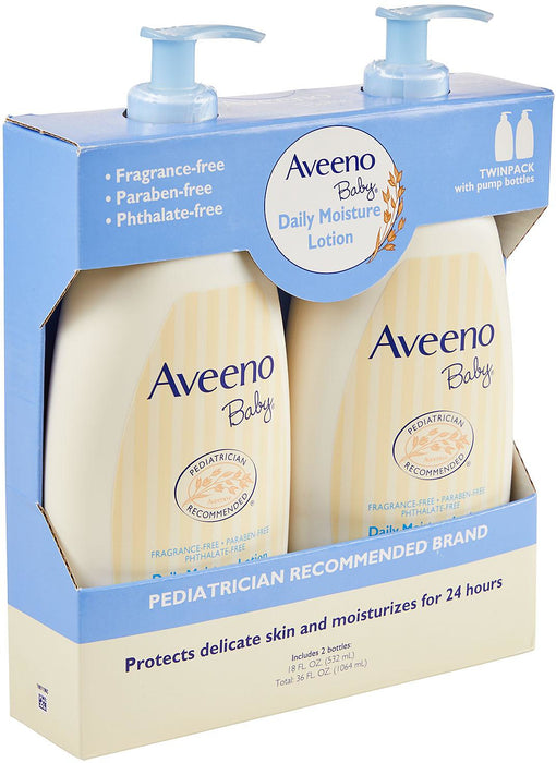 Aveeno Baby Daily Moisture Lotion, 2-Pack, 2 x 18 oz