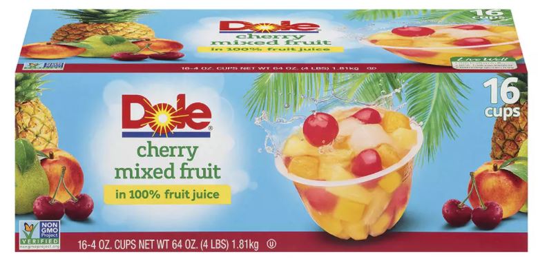 Dole Cherry Mixed Fruit Cups, 16 x 4 oz