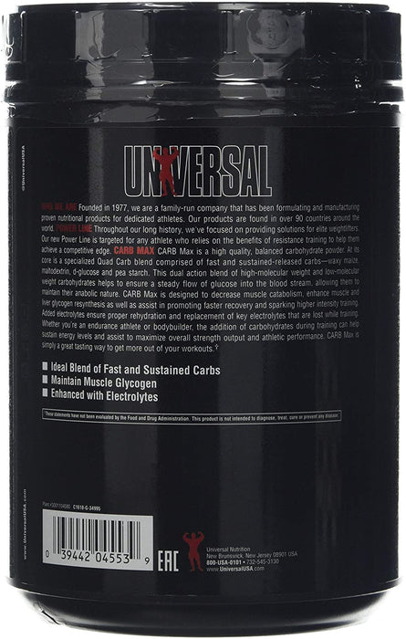 Universal Nutrition Carb Max Replenish Glycogen & Electrolytes, Fruit Punch Flavor , 632 gr