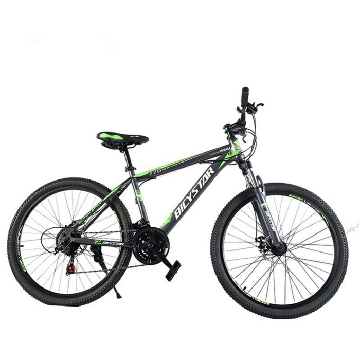 Bicystar MTB Bicycle, Black/Green, 27.5 in