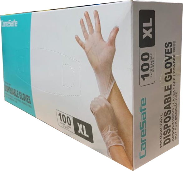 CareSafe Premium Vinyl Disposale Gloves, Size XL, 100 ct