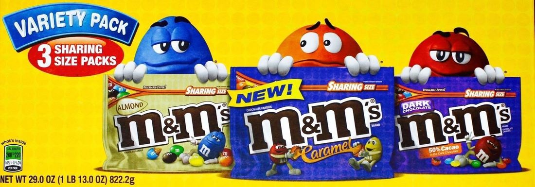 Mars M&M's Variety Pack Sharing Size, Almond, Caramel & Dark Chocolate, 29 oz