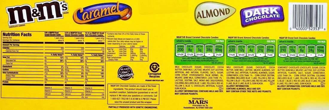 Mars M&M's Variety Pack Sharing Size, Almond, Caramel & Dark Chocolate, 29 oz