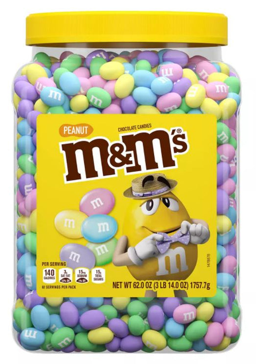 M&M's Peanut Chocolate Pastel Easter Candy Resealable Jar , 62 oz ...