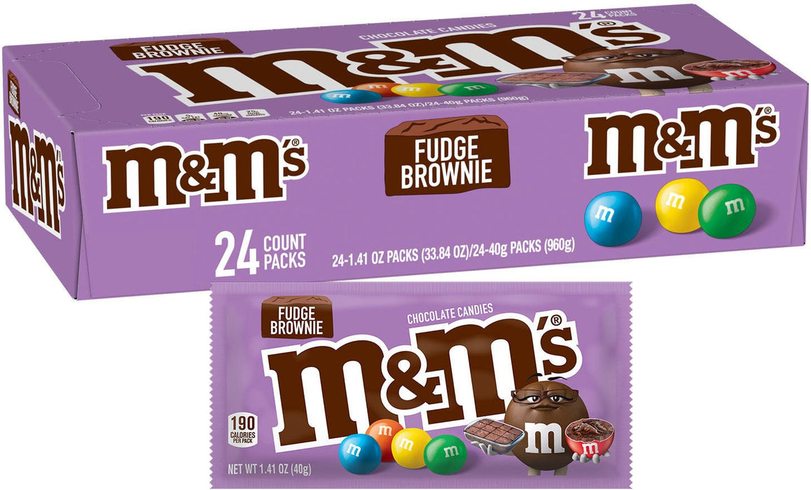 M&M's Fudge Brownie Candy, Multi Pack, 24 x 1.41 oz