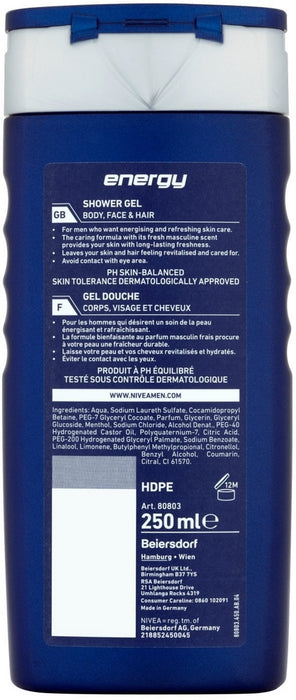 Nivea For Men Energy Shower Gel, 250 ml