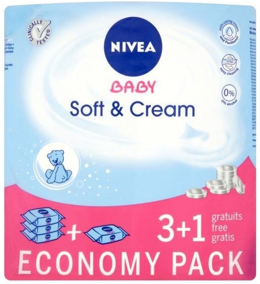Nivea Baby Soft & Cream Wipes Value Pack, 4 x 63 ct