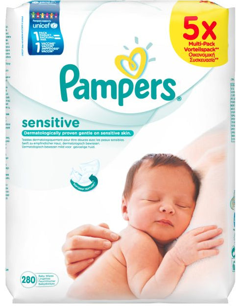 Pampers Sensitive Wipes, Value Pack, 5 x 56 ct