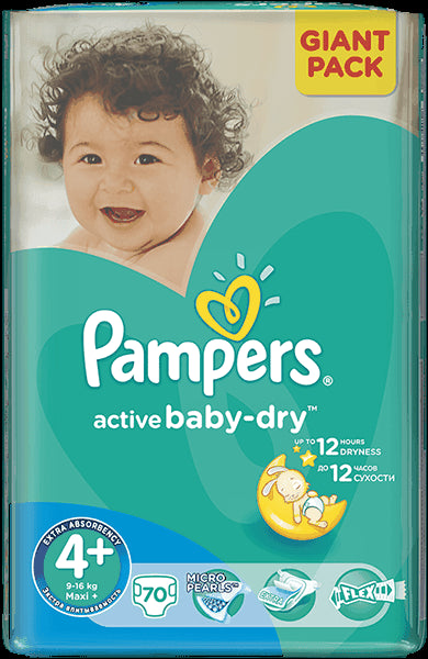 Pampers Active Baby Dry, Size 4+, 70 ct