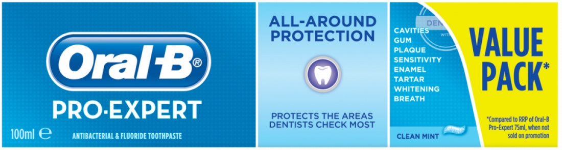 Oral-B Pro-Expert All-Around Protection Antibacterial & Fluoride Toothpaste, Clean Mint, 100 ml