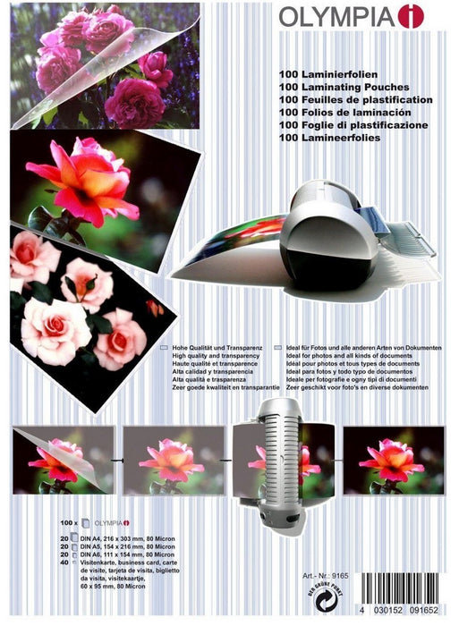Olympia Laminating Pouches, Assorted, 100 ct