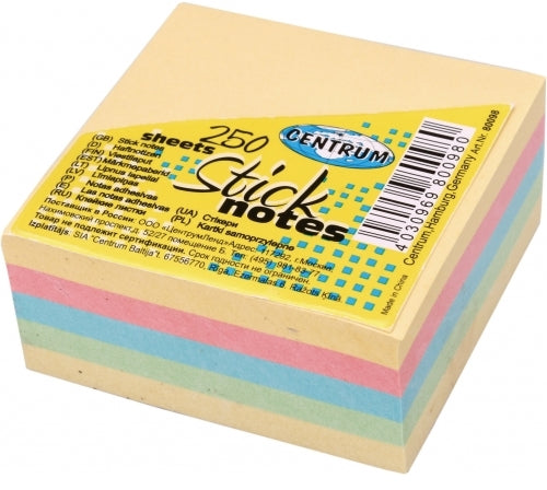 Centrum 250 Sheets Colored Stick Notes, 51 x 51 mm