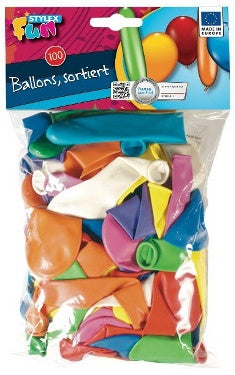 Stylex Fun Assorted Balloons, 100 ct