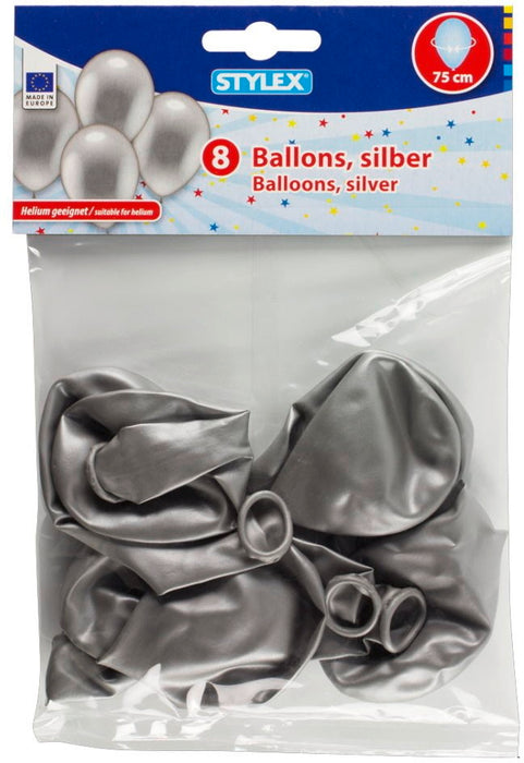 Stylex 75 cm Balloons, Silver, 8 ct