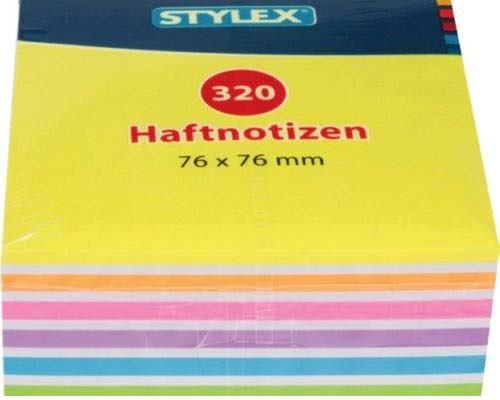 Stylex 320 Sheet Sticky Notes, Colored, 76 x 76 mm