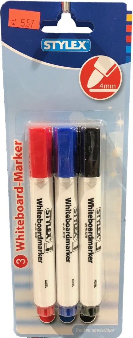 Stylex Toppoint Whiteboard Markers, 3 ct