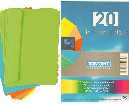 Toppoint Envelopes, 114x162mm, 20 ct