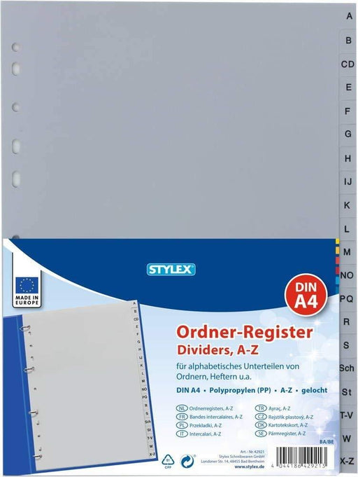 Styex A4 Alphabetic Dividers, A-Z, A-Z