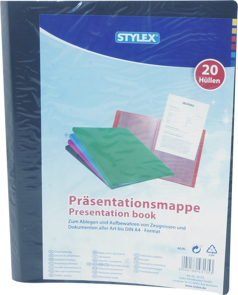 Stylex 20 Pockets Presentation Book (Available in More Colors), 20 pockets