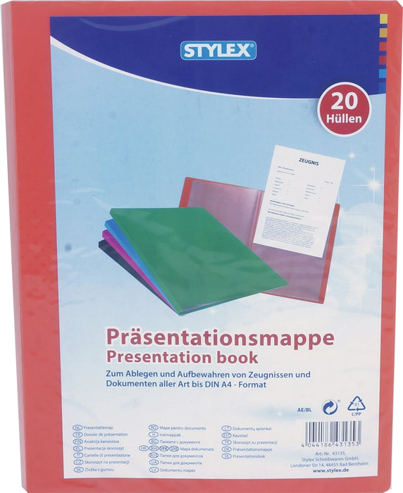 Stylex 20 Pockets Presentation Book (Available in More Colors), 20 pockets