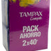 Tampax Regular Absorbency Compak Max Protection Plastic Tampons, Value Box, 2 x 40 ct