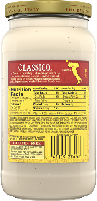 Classico Four Cheese Alfredo Pasta Sauce, 15 oz