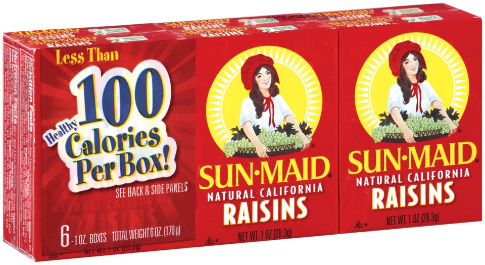 Sun Maid Raisins, 100 Calories per Box, 6 x 1 oz