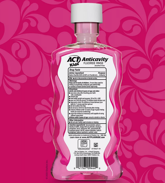 Act Kids Bubblegum Blowout Anti-Cavity Rinse , 3 x 16.9 oz