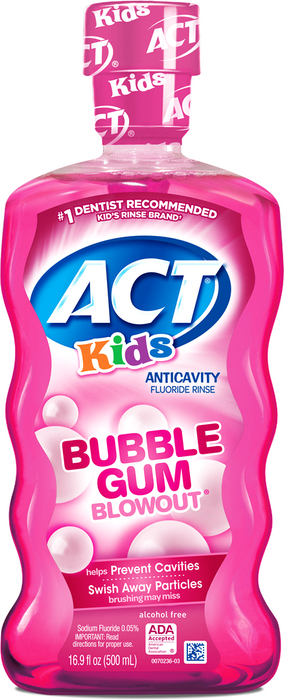 Act Kids Anticavity Flouride Rinse Bubble Gum Blowout, 16.9 oz