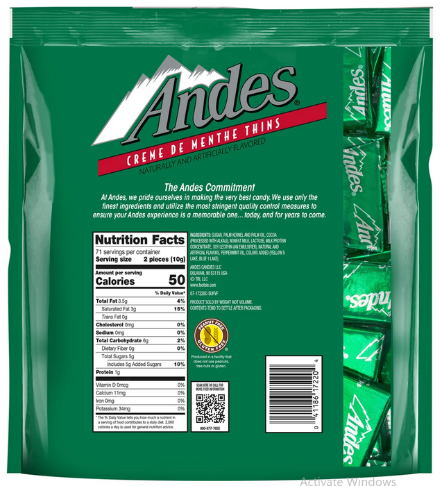 Andres Crème De Menthe Thins Chocolate, 25 oz