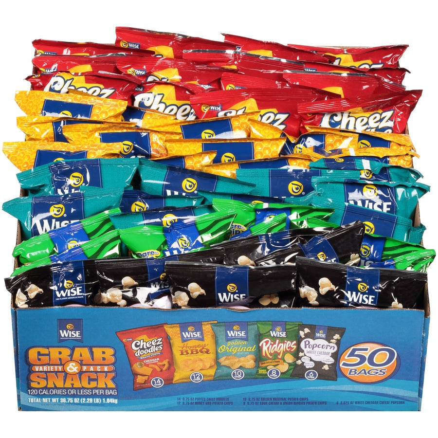 Wise Grab & Snack Chips Variety Pack, 50 pcs