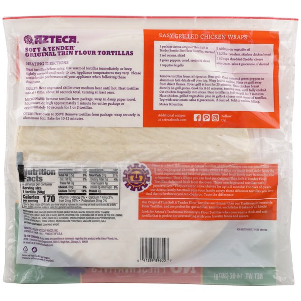 Azteca Flour Burrito Size Tortillas, 8-Pack, 14 oz