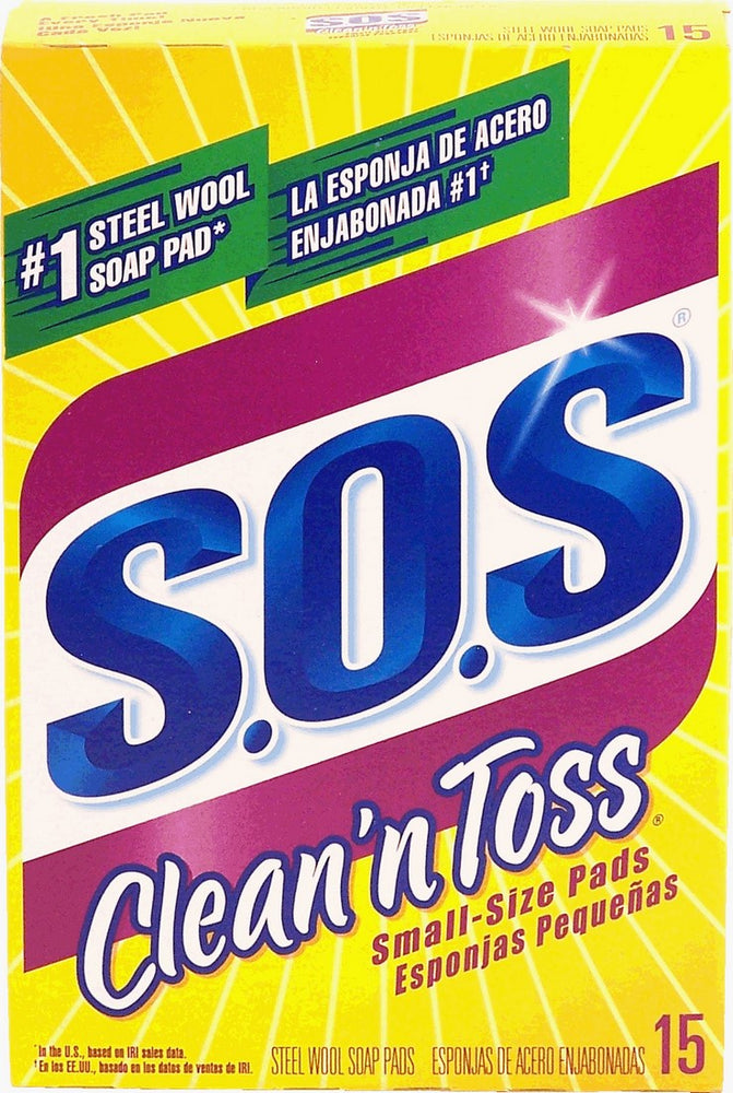 Clorox S.O.S Clean 'n Toss Small-Size Steel Wool Soap Pads, 15 ct