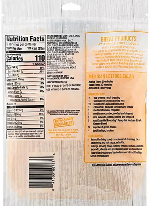 Essential Everyday Mexican Style Four Cheese Blend , 8 oz