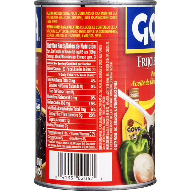 Goya Black Bean Soup Can , 15 oz