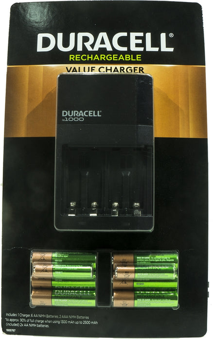 Duracell Rechargeable Batteries and Value Charger, 9 pcs