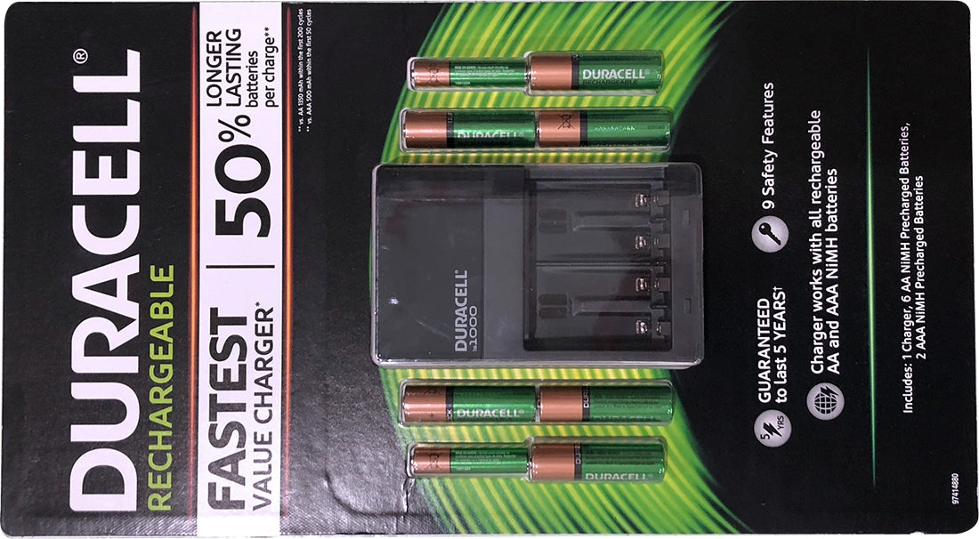Duracell Fastest Value Charger with 6 AA & 2 AAA Batteries, 8 pc