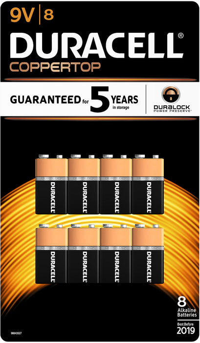 Duracell Coppertop 9V Alkaline Batteries, 8 ct