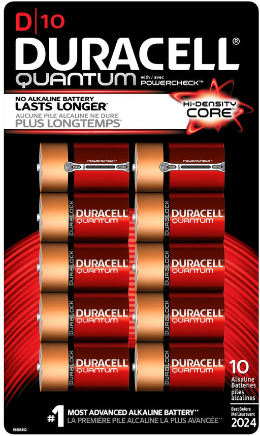 Duracell Quantum Alkaline D Batteries, 10 ct