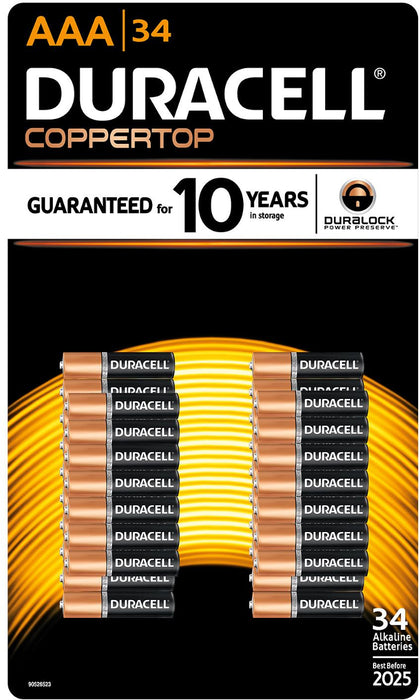 Duracell Coppertop Alkaline AAA Batteries, 34 ct