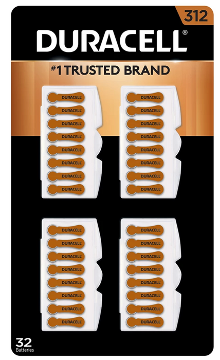 Duracell Hearing Aid 312 Batteries, 32 ct