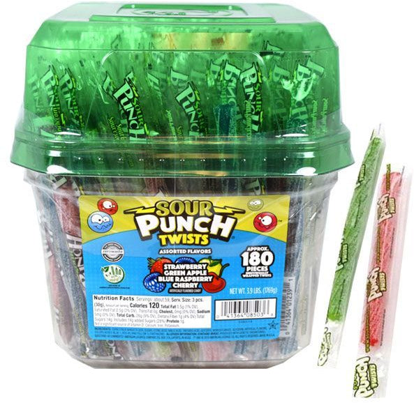 Sour Punch Twists Sour Licorice Candy, 180 ct