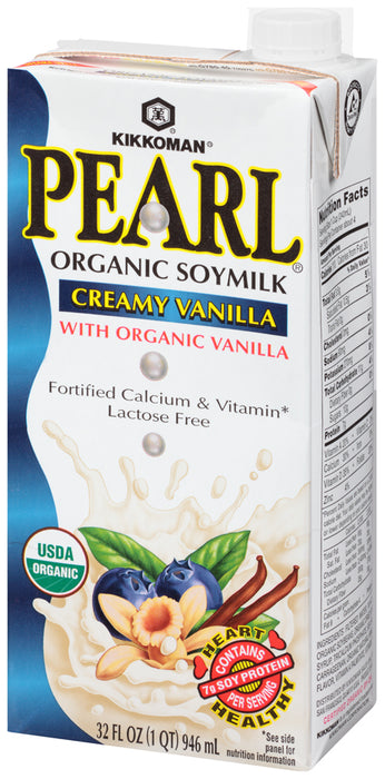 Kikkoman Pearl Organic Soy Milk, Creamy Vanilla, Lactose Free, 32 oz