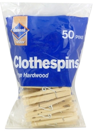 Diamond Clothespins, Large Hardwood, 50 ct