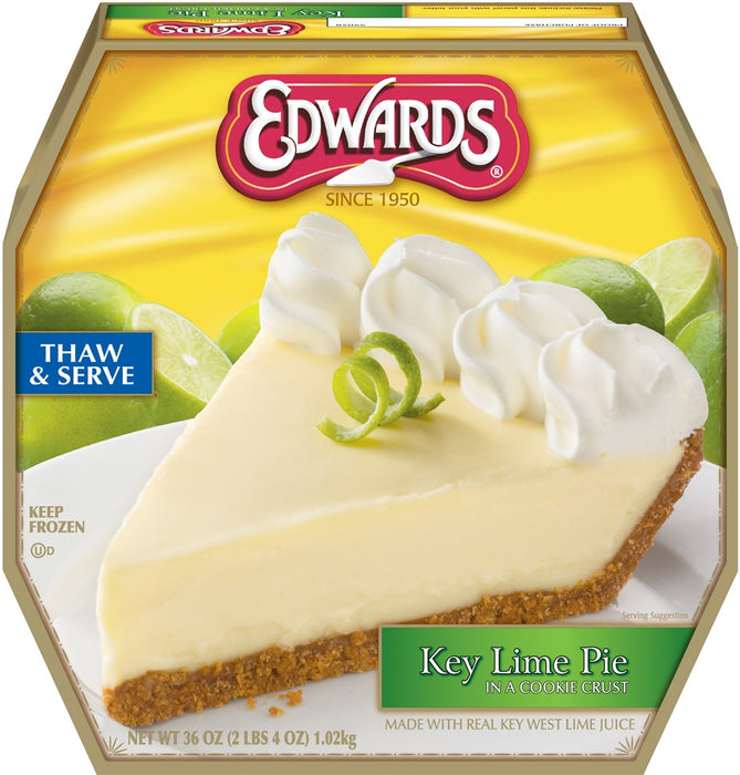 Edwards Key Lime Pie in a Cookie Crust Pie, Thaw & Serve, 36 oz
