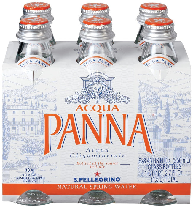 Acqua Panna Natural Spring Water Glass Bottles 6-Pack, 6 x 250 ml —